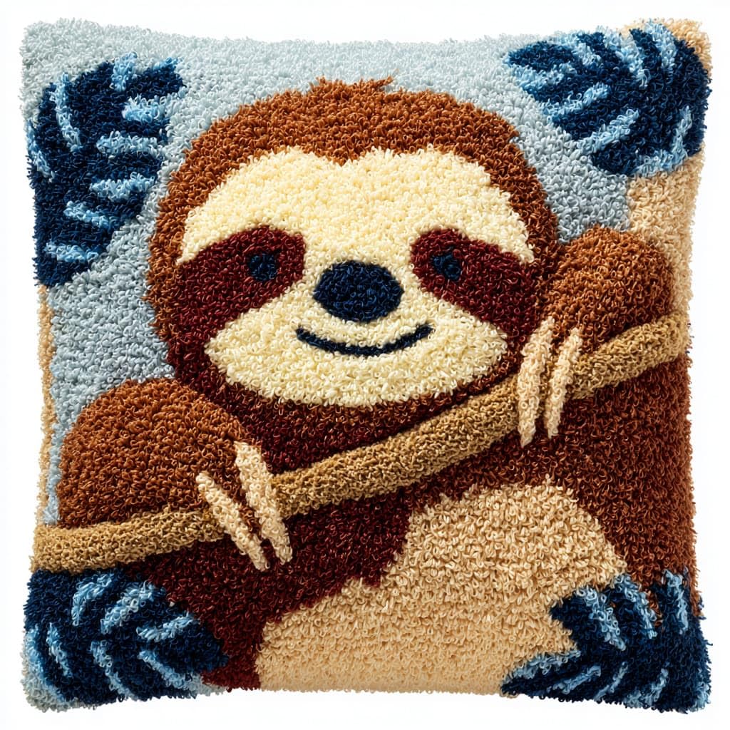 WallustrioaW Latch Hook Cushion Kits,Animal Sloth