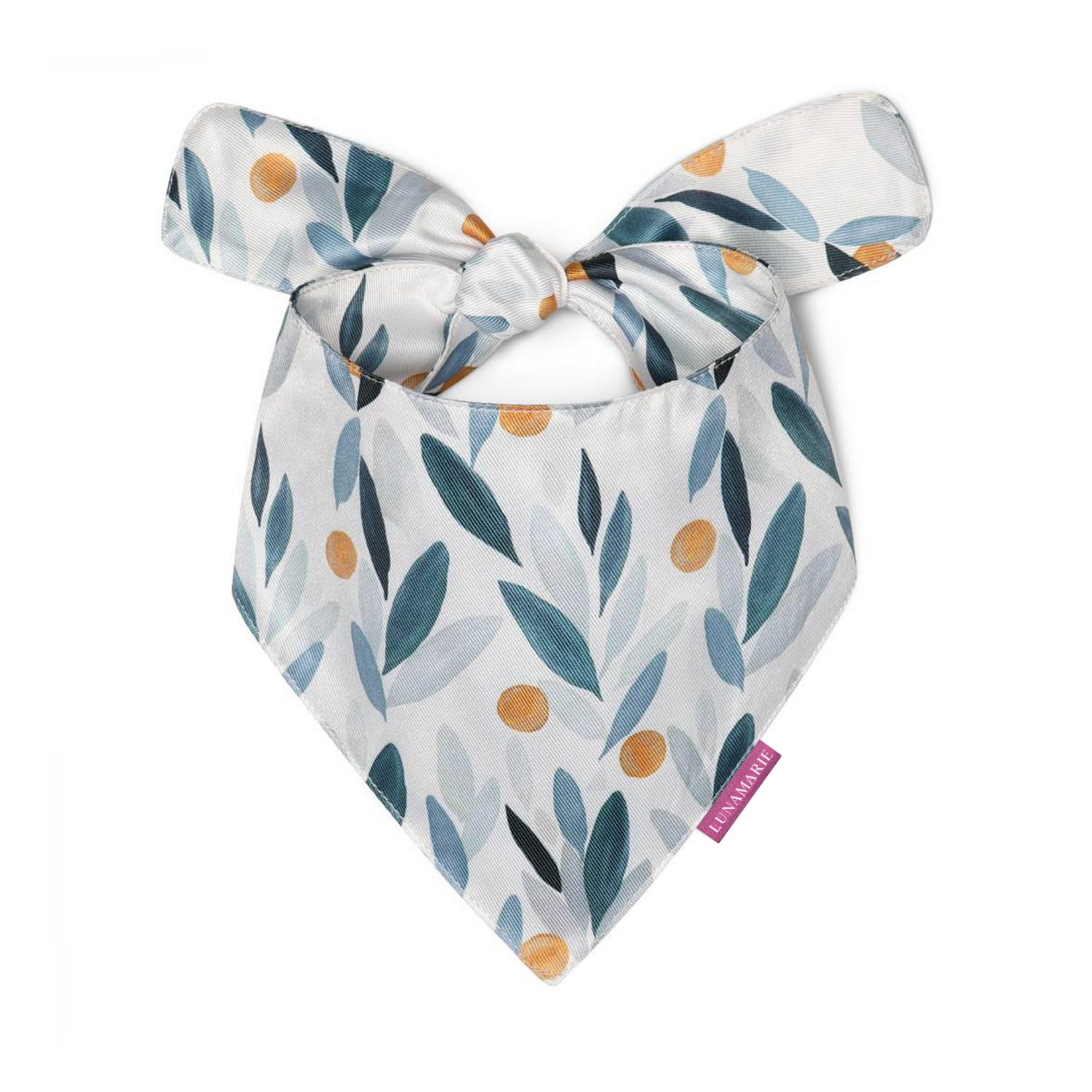 LunaMarie - Luxury Pet Birthday Bandanas -Premium & Silky Poly Fabric | 100% Handmade | Custom Shape Dual Layered (Green/Orange Floral, X-Small)