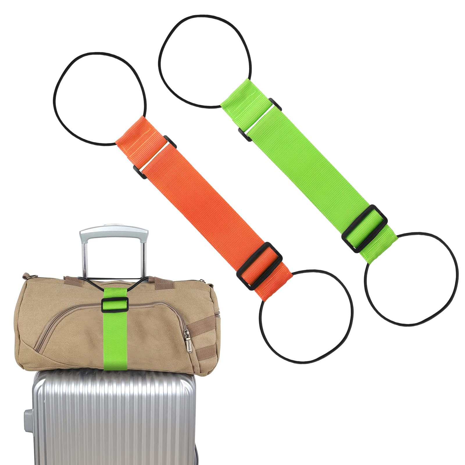 SYEYCW 3er Set Elastische Gepäckgurte Schwarz - Verstellbare Koffergurte Für Reisen