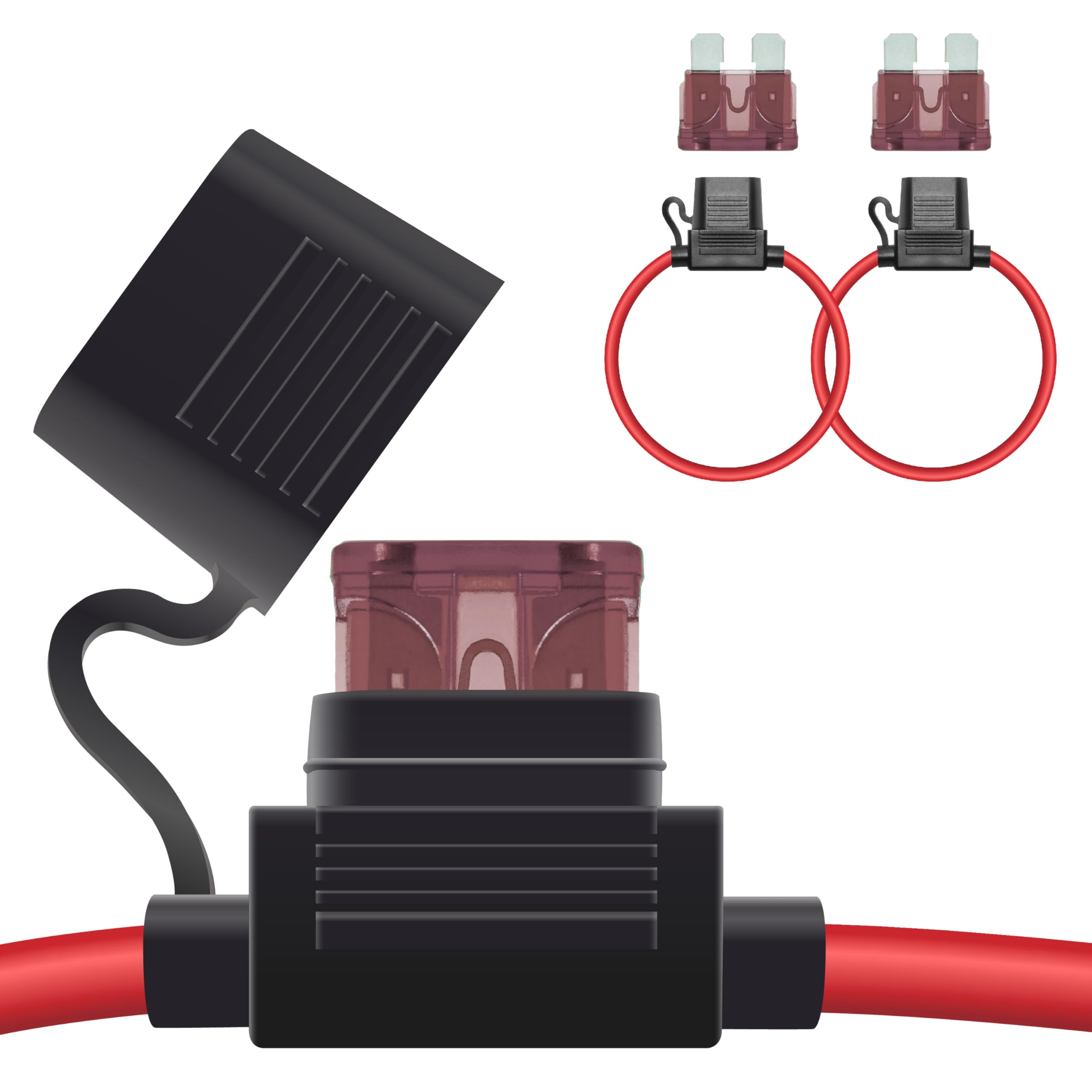 2 PCS Inline Fuse Holders 12V, 10 AWG Car Gauge Inline Fuses, Waterproof Fuse Holder with 40A ATC/ATO Standard Blade Fuses for Automotive, Marine, Golf Cart Lighting, Electrical Circuits