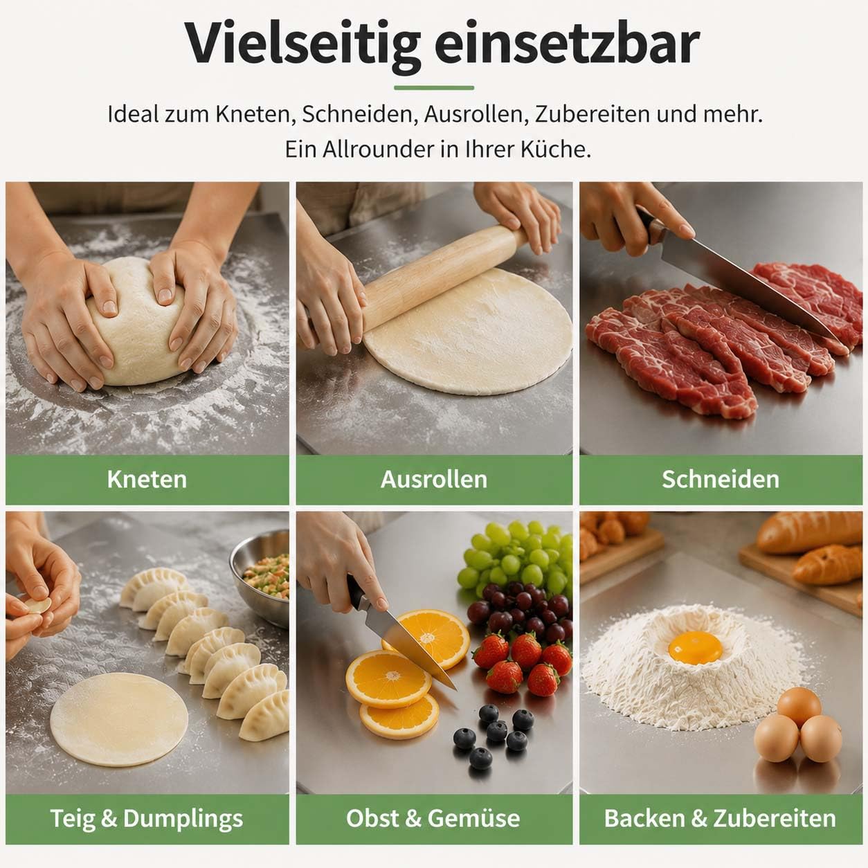 Stainless Steel Cutting Board with Lip, Katori Titan Schneidebrett, Dick Titanium Cutting Board, Leicht zu Reinigen, Zum Schneiden von Gemüse und Fleisch (L(40 * 50CM))