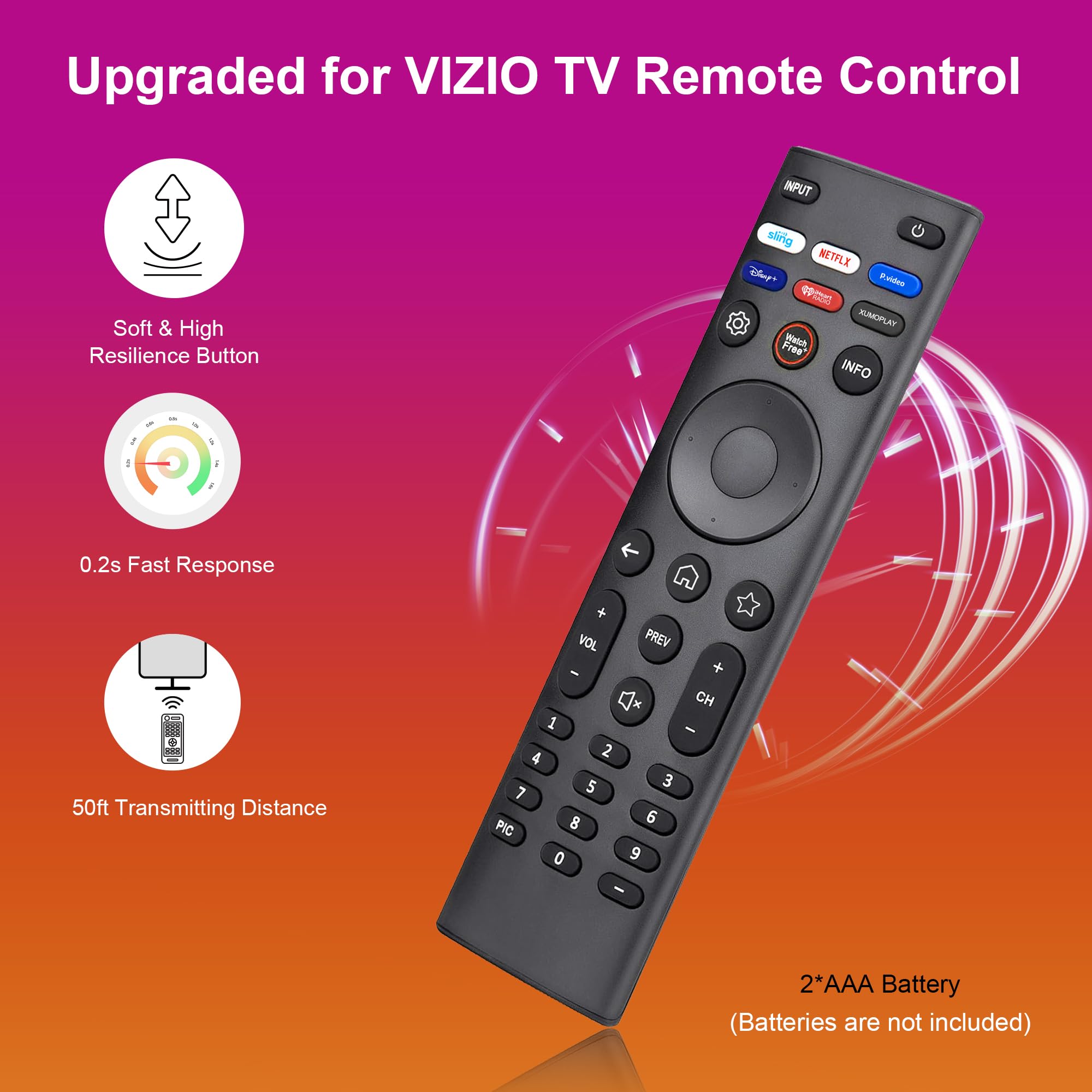 Zamienny pilot do telewizorów VIZIO Smart TV - uniwersalny pilot kompatybilny z XRT140/ XRT136/ XRT260/ XRT270 i D/E/M/P/V/PX/OLED Series, 4K UHD HDR SmartCast, akcesoria do telewizora LED LCD HD