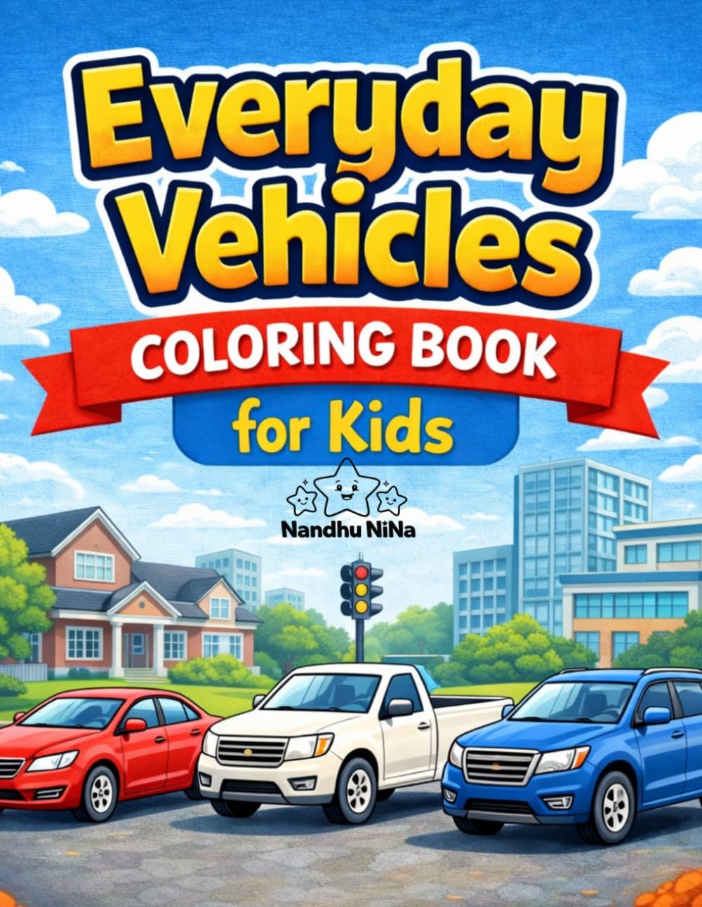 Everyday Vehicles Coloring Book: Cars, Trucks, Buses & More – An Easy Coloring Book for Kids
