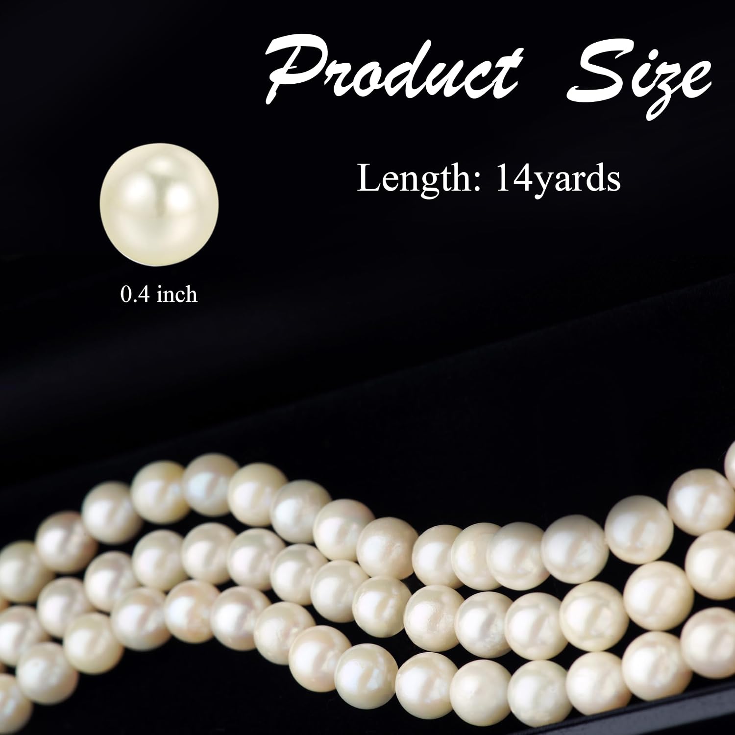 Craft String Pearls 10MM Beads Garland, 14 Yards Christmas Garland Faux Pearl Beads String Roll Bulk for DIY Craft, Wedding, Party, Christmas Tree Decoration