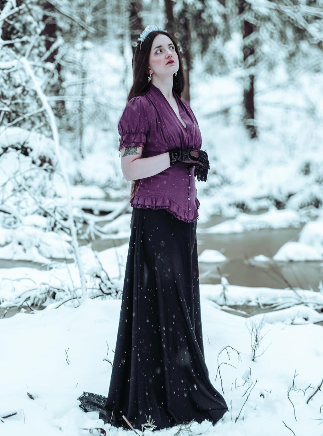 Scarlet Darkness Womens Work Tops Elegant Renaissance Pirate Shirt Short Sleeve Victorian Peasant Blouses - Image 7