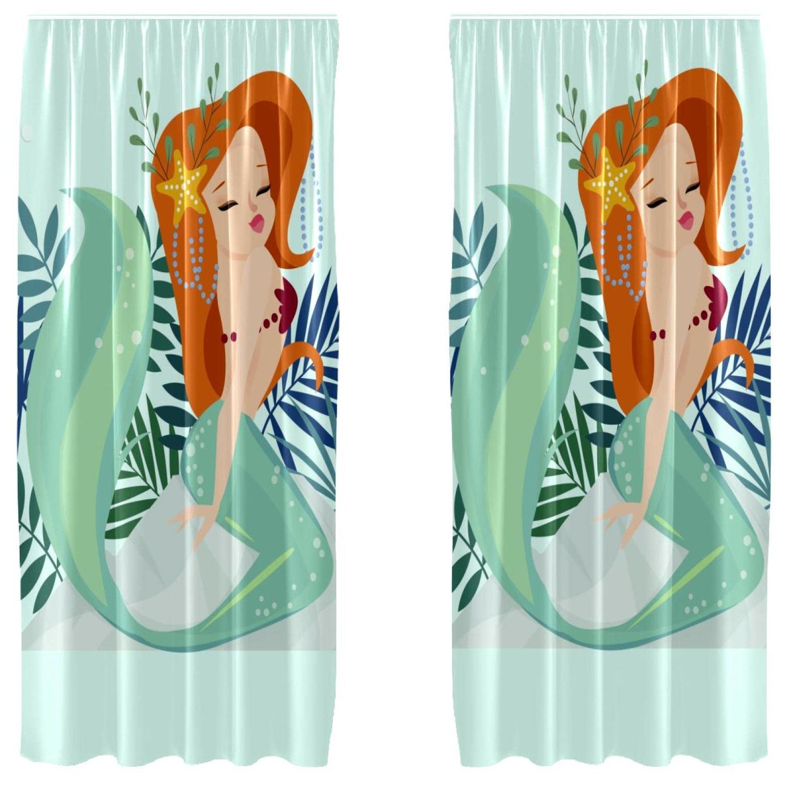Cortinas de sirena para sala (2 paneles, 55x84") que transforman el dormitorio infantil