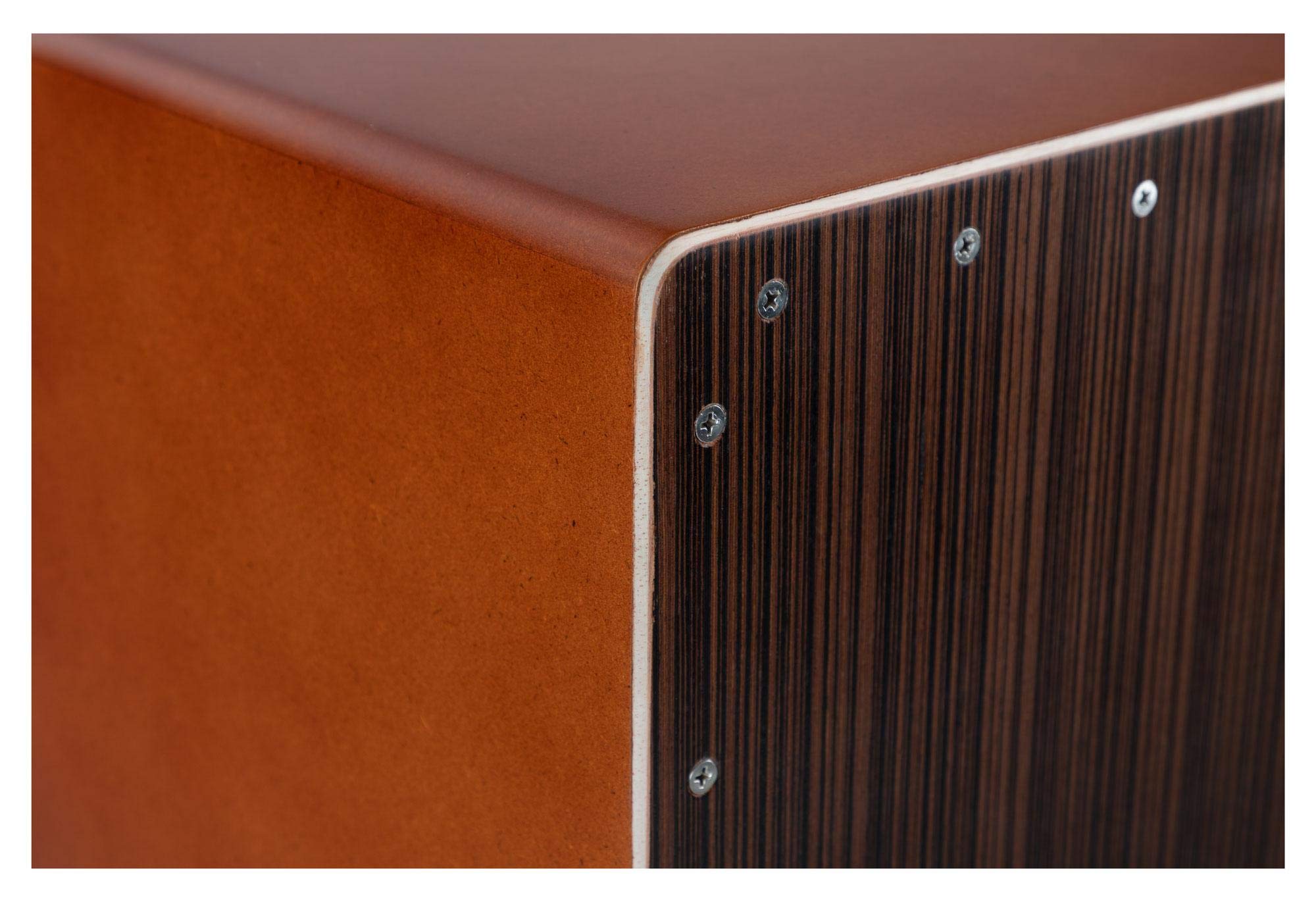 XDrum Cajon El Bajo Bass Port Cocoa Brown/Ebony Set - Cajon mit Bass POrt, Edelholz-Furnier-Schlagflächen & fest installiertem Snare Teppich inkl. Gigbag & Cajonschule für Einsteiger