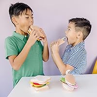 Vista 5 de Melissa & Doug alimentos de fieltro, set de juego para preparar sandwich, 33 piezas.