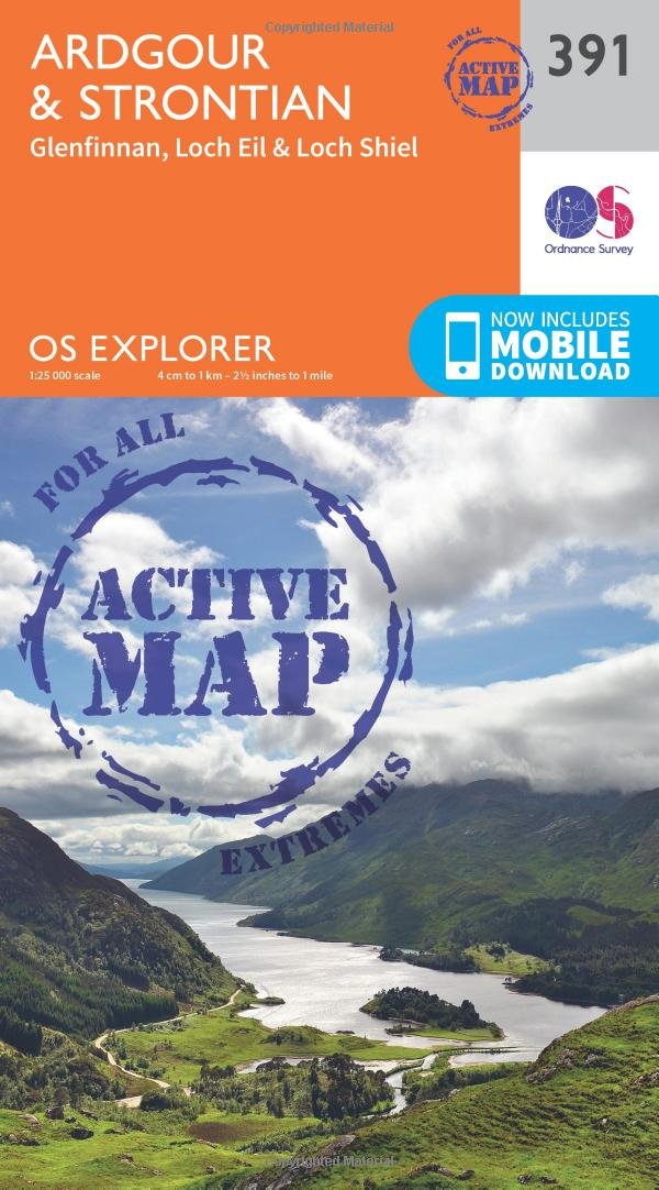 Ardgour & Strontian Map | Weatherproof | Glenfinnan, Loch Eil & Loch Shiel | Ordnance Survey | OS Explorer Active Map 391 | Scotland | Walks | Hiking | Maps | Adventure