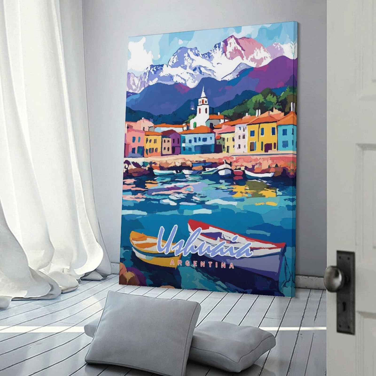 Junmoney Canvas Art Print Ushuaia Argentina Landscape, 20x30inch(50x75cm), for New Homes, Bedrooms Or Workspaces, Thoughtful Wall Decor for Art Lovers