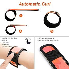 esonstyle 6 PCS Orange LED Light Up Band Slap Bracelets, Night Safety Wrist Band for Cycling Walking Running Concert Camping Outdoor Sports