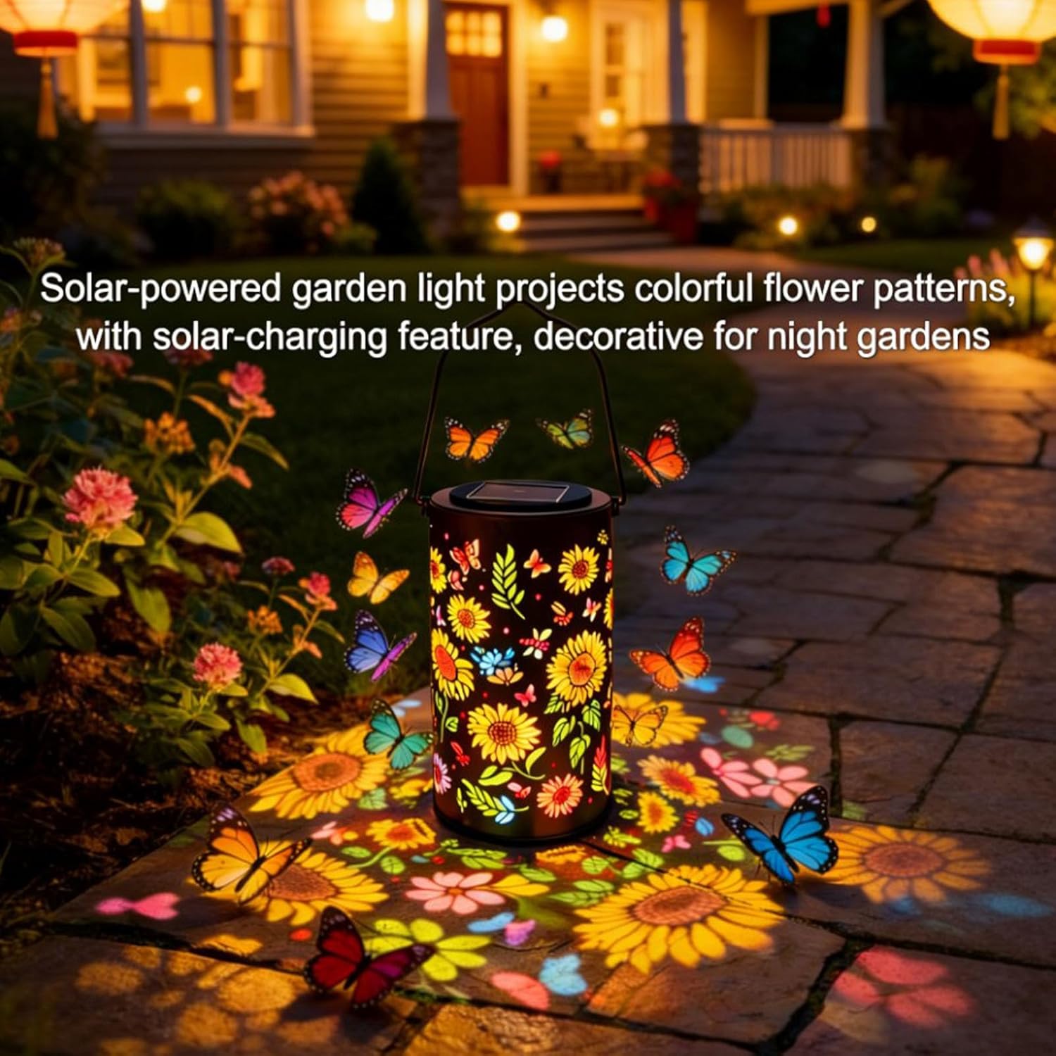 Colorful Sunflower Glow Solar Garden Lantern, Courtyard Openwork Decorative Lights, Can be Hung or Laid Flat, Windproof and Rainproof, for Garden Post Patio Backyard Yard Decor (2 PCS)