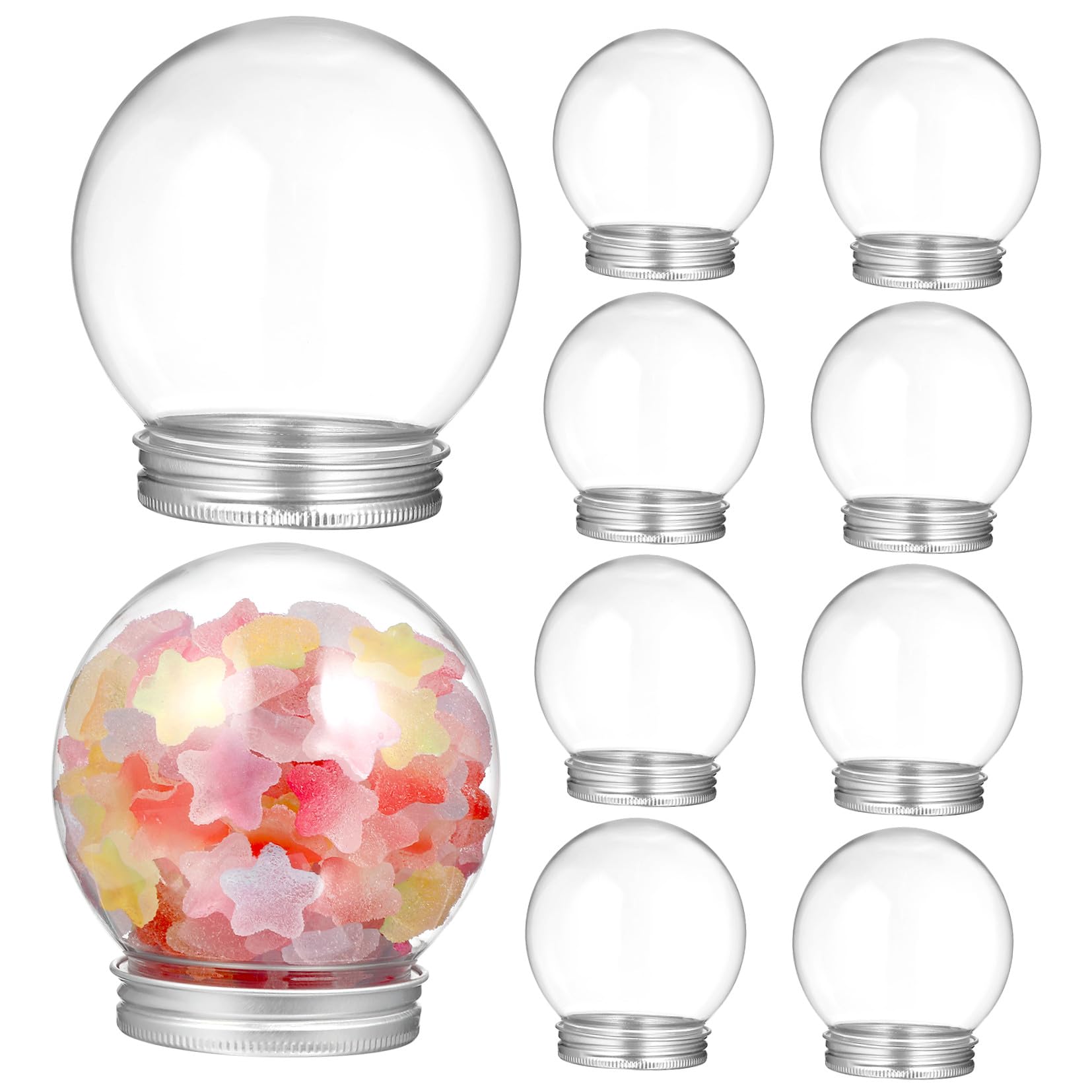 Botella de dulces transparente OFFSCH de 270ml con tapa de aluminio antifugas, pack de 10 unidades