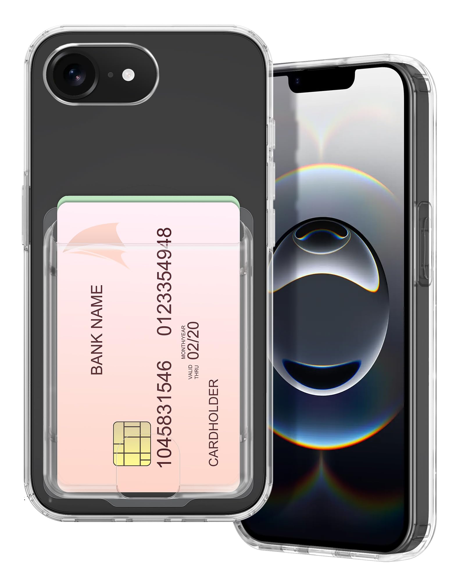 Petocase for iPhone 16e Wallet Case Card Holder Slot Ultra Slim Fit Flexible TPU Gel Rubber Soft Skin Silicone Protective Phone Case Cover for Apple iPhone 16e 2025 Crystal Clear