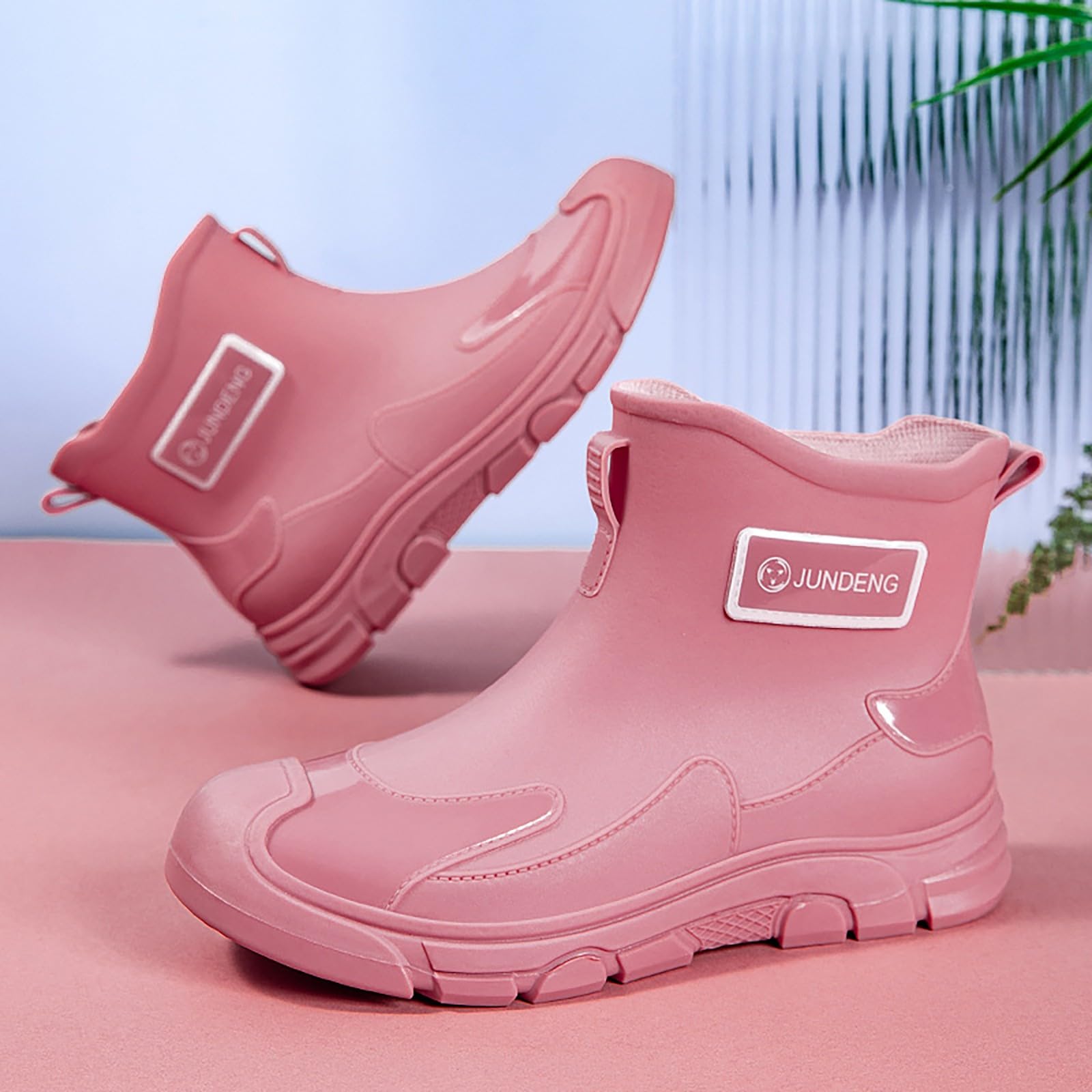 Botas de goma cortas para mujer, hombre, botas de lluvia, botas de agua, botines de jardín, botines impermeables, botas de lluvia, antideslizantes, de goma, botas de goma