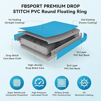 FBSPORT Inflatable Water Hammock Round Floating Ring, 10/8/6ft Inflatable Dock Floating Platform for Lake W/Cupholder, Sun Float Chill Raft Float Ring Tanning Pool Lounger Island Platform Pad