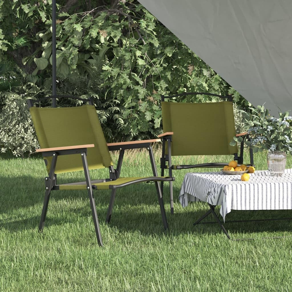 2er Set Campingstühle Klappbar - Robuste Strandstühle aus 500D Oxford-Gewebe und Stahlrahmen - Leichte Picknickstühle für Garten, Angeln und Outdoor-Aktivitäten - Grün, 54x55x78 cm