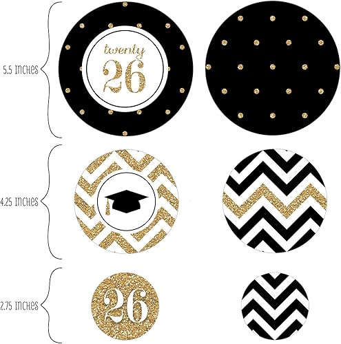 Miniatura 2 de Big Dot of Happiness Confeti de círculo gigante para fiesta de graduación dorada 2025, decoraciones para fiestas, confeti grande, 27 unidades