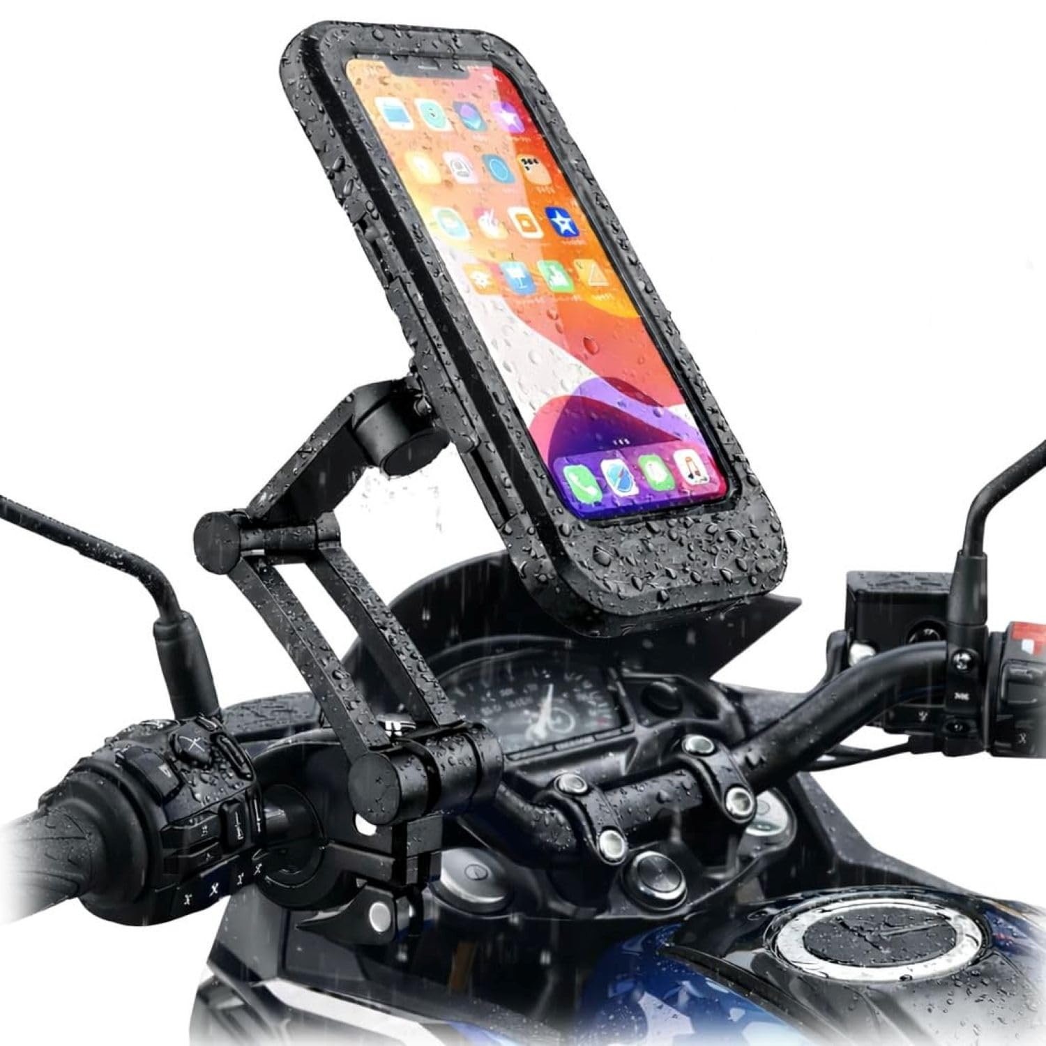 Waterproof Mobile Phone Holder for Bike & Motorcycle | 360° Rotating Adjustable Handlebar Mount | Shockproof & Secure Bike Mobile Stand | Universal Fit for All Smartphones-image-9