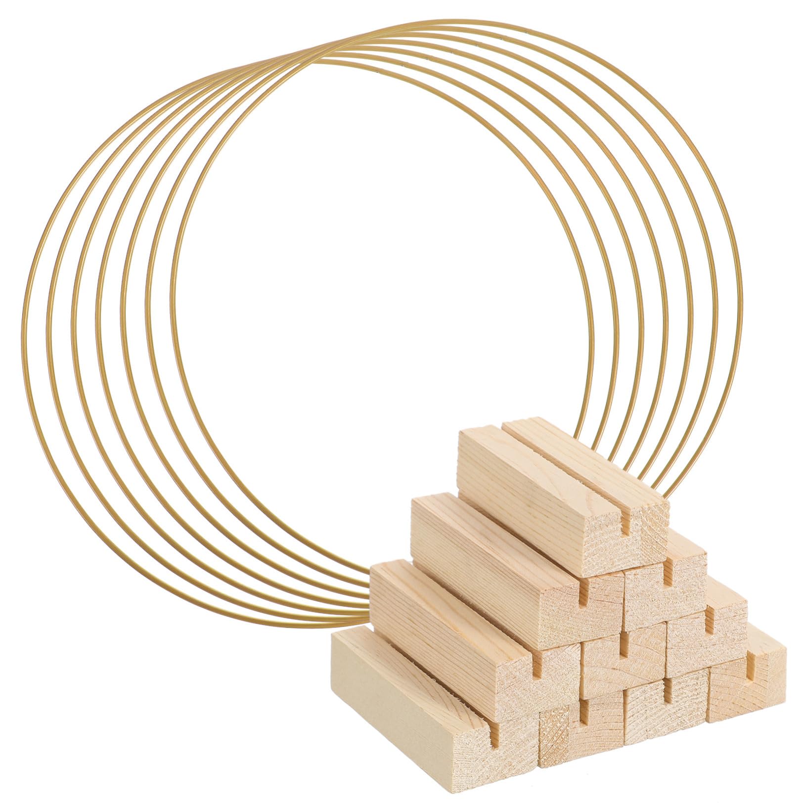STOBAZA 10 Stück Runde Metallringe mit Holzsockel Stabile Befestigung und Vielseitige Nutzung als Tischdekoration oder Hängendes Kunstwerk im Minimalistischen Stil
