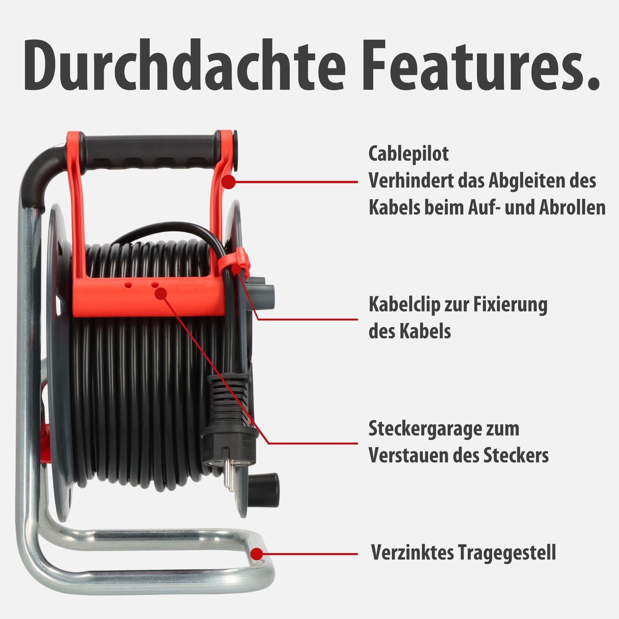 Brennenstuhl Garant V2 IP44 Kabeltrommel 25m outdoor (Made in Germany, 3 Schutzkontakt-Steckdosen, Spezialkunststoff)