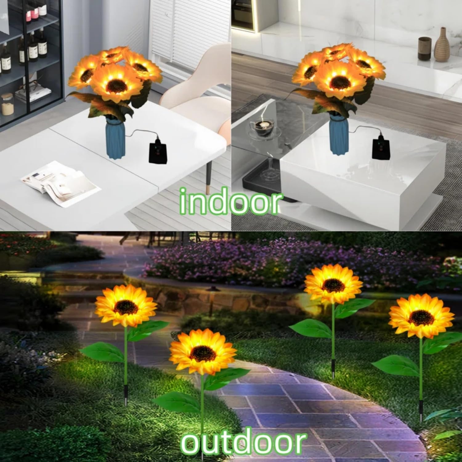 Luci solari da giardino per esterni e interni, confezione da 4 luci a girasole con telecomando, 8 modalità, decorazione per casa, giardino, regalo per mamma, donne, nonna, compleanno, patio, cortile