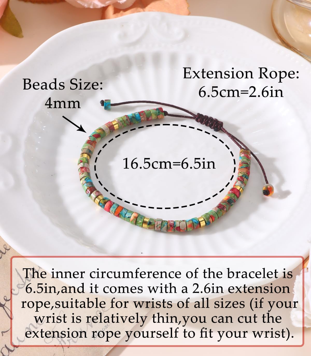 CASDAN Natural Crystal Beaded Bracelet for Women Natural Stone Adjustable Braided Rope Bracelets Spiritual Bracelet Inspirational Gifts - Image 3