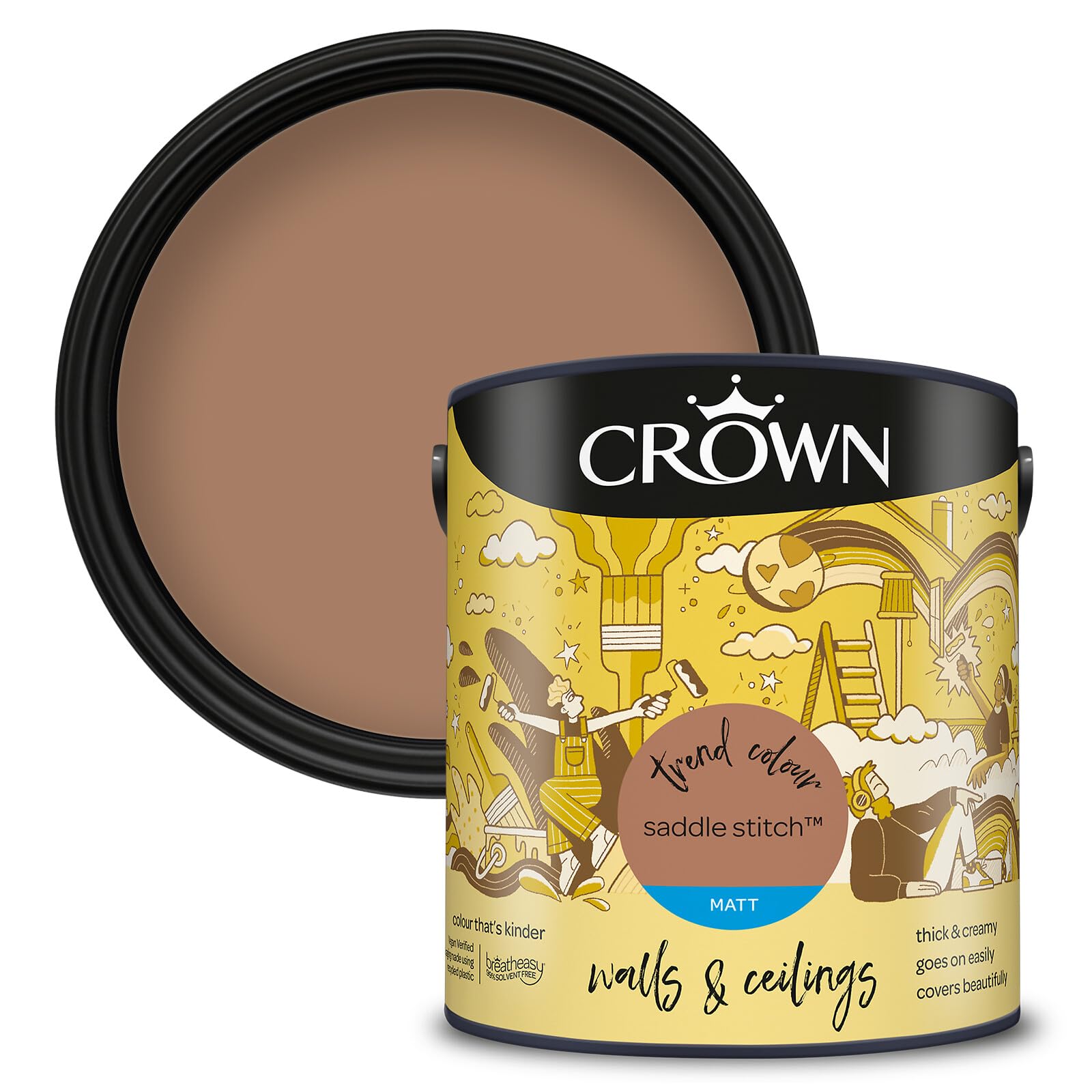 Crown Walls & Ceilings Matt Emulsion Paint, Size 2.5L, Saddle Stitch