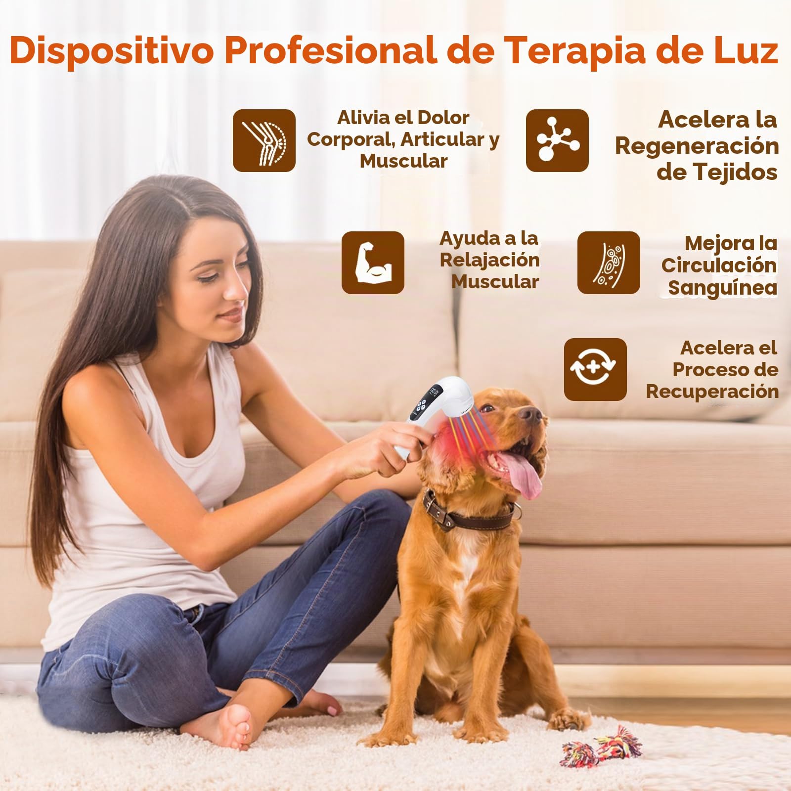 Láser para Terapia Dolor, 808nm/650nm/590nm/477nm Terapia de Luz Infrarroja Cercana para el Alivio del Dolor Muscular Articular, Terapia Infrarroja de Mano para Cuerpo, Rodilla, Hombro, Espalda (3