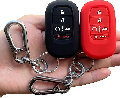 TANDRIVE Funda para llavero (5 botones) Honda 2022 2023 2024 Civic Accord HR-V Pilot CR-V, silicona, paquete de 2, negro y rojo TANDRIVE Funda para llavero (5 botones) Honda 2022 2023 2024 Civic Accord HR-V Pilot CR-V, silicona, paquete de 2, negro y rojo
