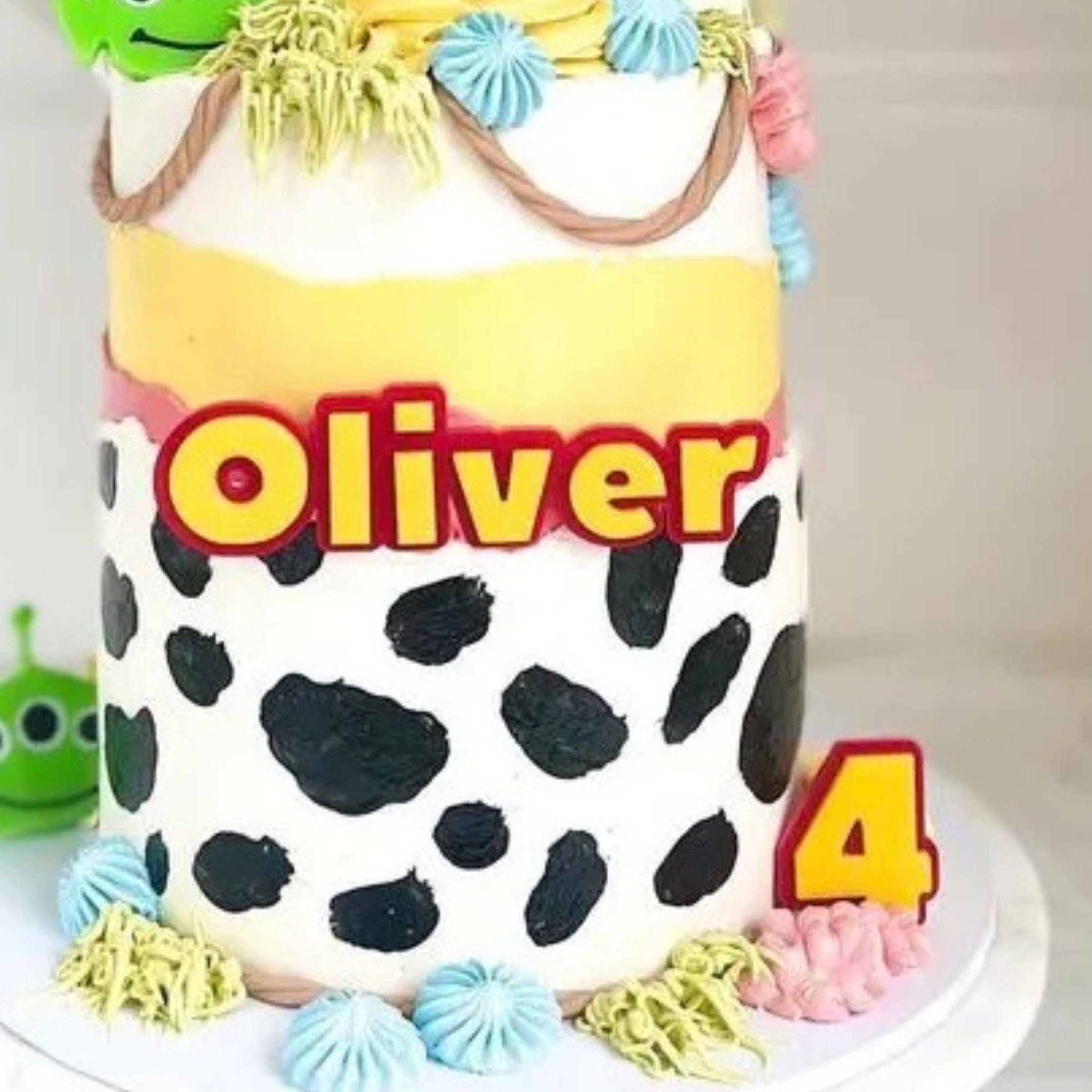 Personalised Red and Yellow Cake Topper, Perfect for Toy Themed Cakes