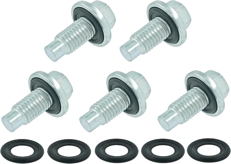 Kit de 5 Tampões de Dreno de Óleo M12 x 1,75 Dsnaduo com Junta de Vedação – 5 unidades