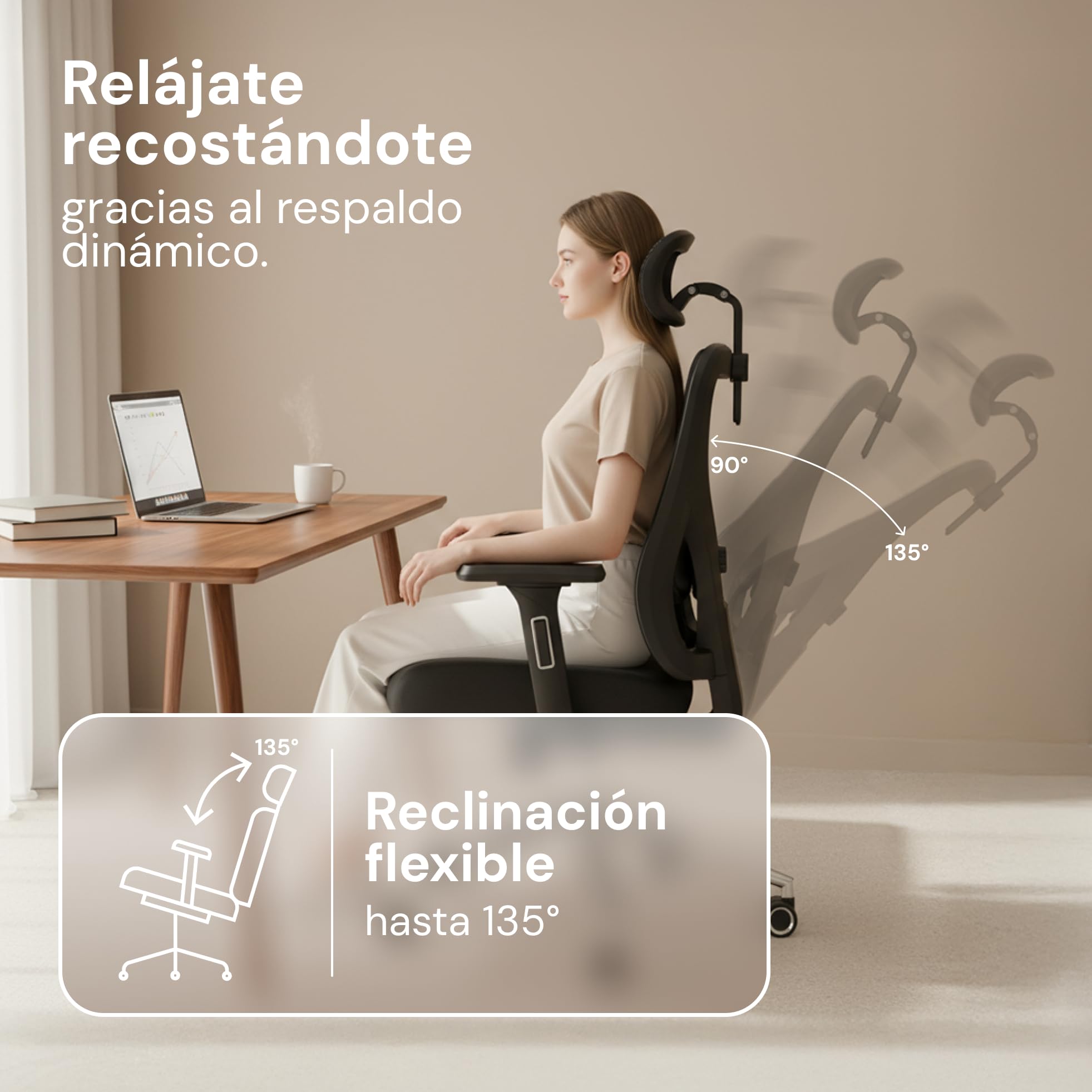 Alpha Silla Escritorio [Original] Silla giratoria sobre Ruedas | Silla ergonómica con 11 ajustes de Confort para hasta 150 kg | Silla Oficina para Trabajar Desde casa