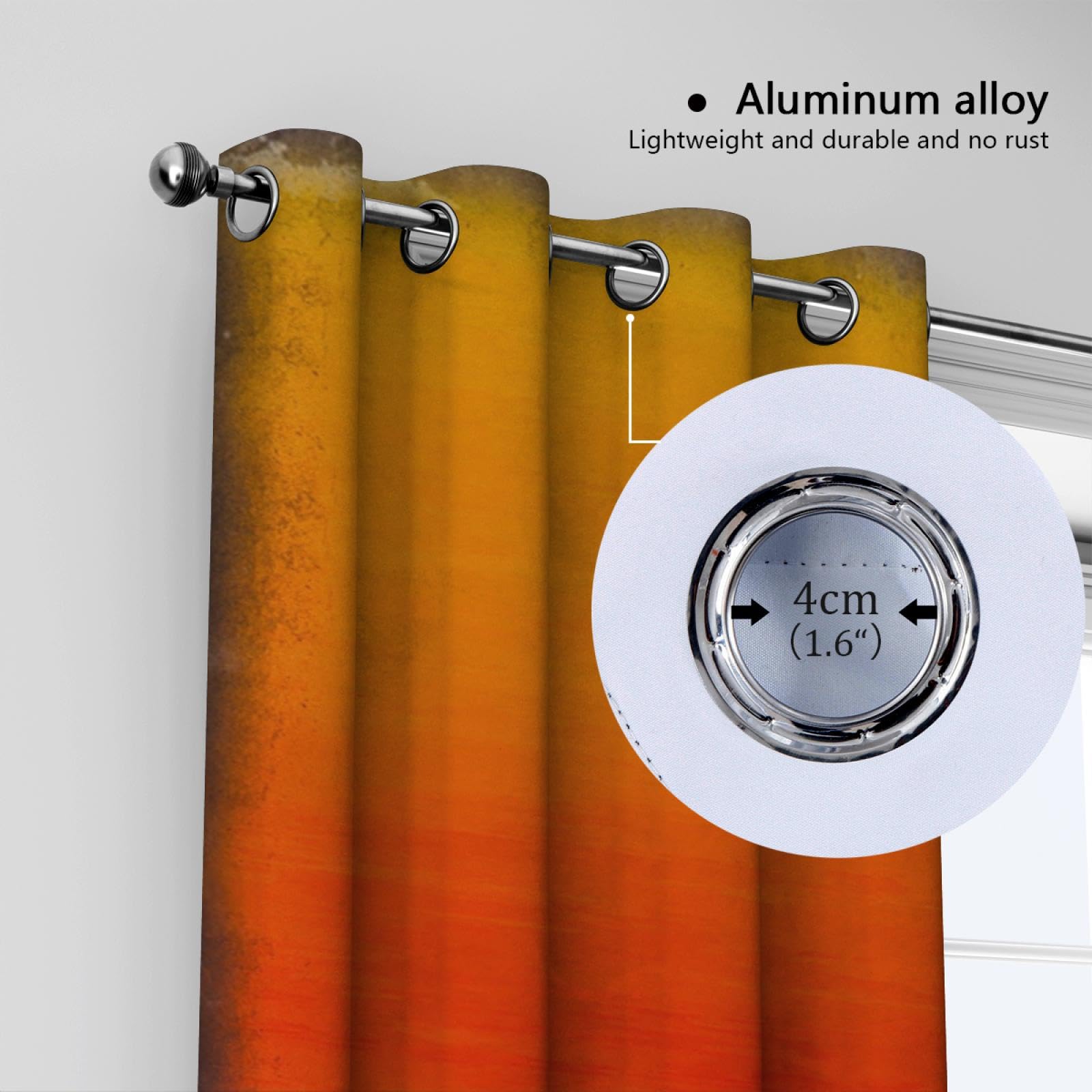 Orange und blau gestreifte Vorhänge Mark Rothko Ästhetische Verdunkelungsvorhänge für Schlafzimmer Wohnzimmer Küche verdunkelnde Ösenvorhänge 2 Bahnen 2xW132xL160cm