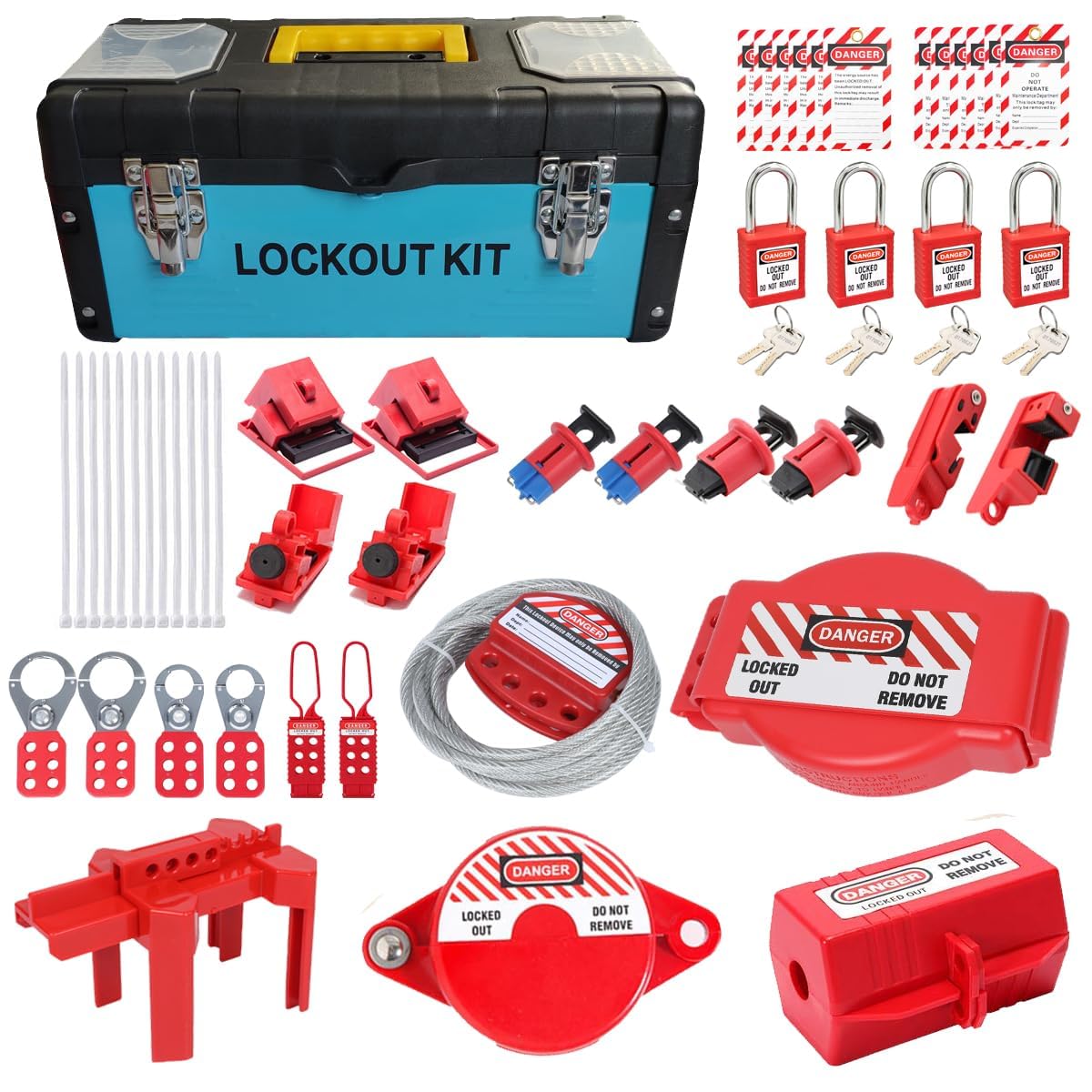 50 Pcs Lock Out Kit, Lockout Tagout Kit, OSHA Standard Loto Locks, Panel Lock, Loto Tags Set, Lock for Electrical Plug, Safety Padlocks, Hasp Breaker Lockout