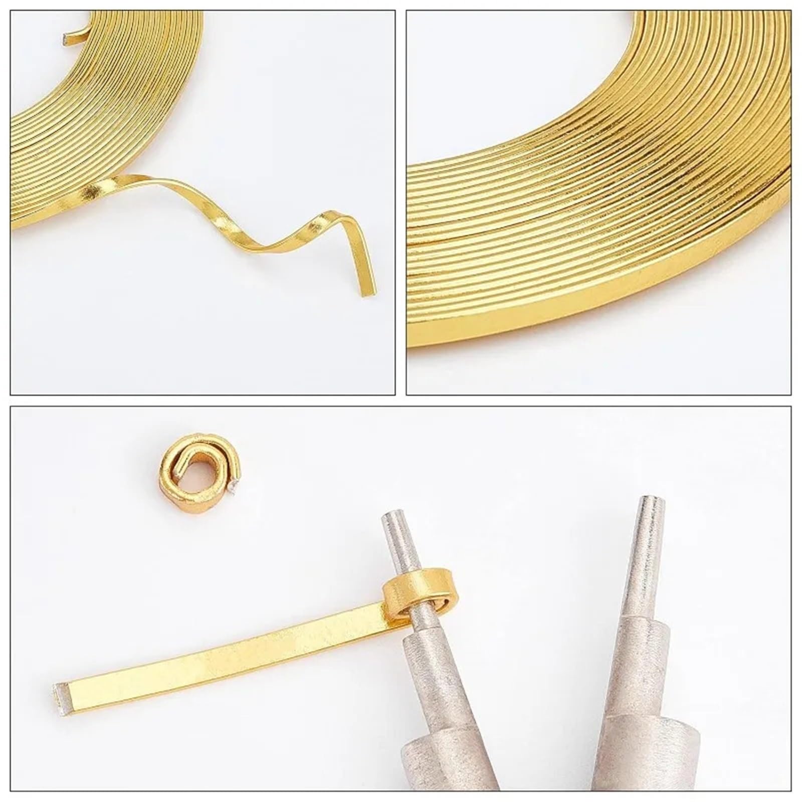 Filo Alluminio 32 Piedi, 2 Rotoli, 3,0 mm di Larghezza, Filo di Alluminio Piatto for Gioielli, Calibro 18, for castoni, sculture, Armature e creazione di Gioielli.(AECH-03629)