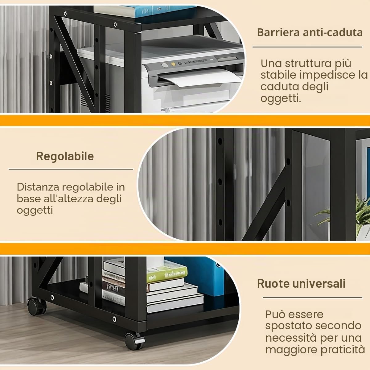 Mobile Stereo Hi Fi Rack Audio, Mobile HiFi Rack Audio Multistrato con Ruote Universali, Struttura Solida, Supporto per Componenti AV per Soggiorno, Sala Teatro(Style 1)
