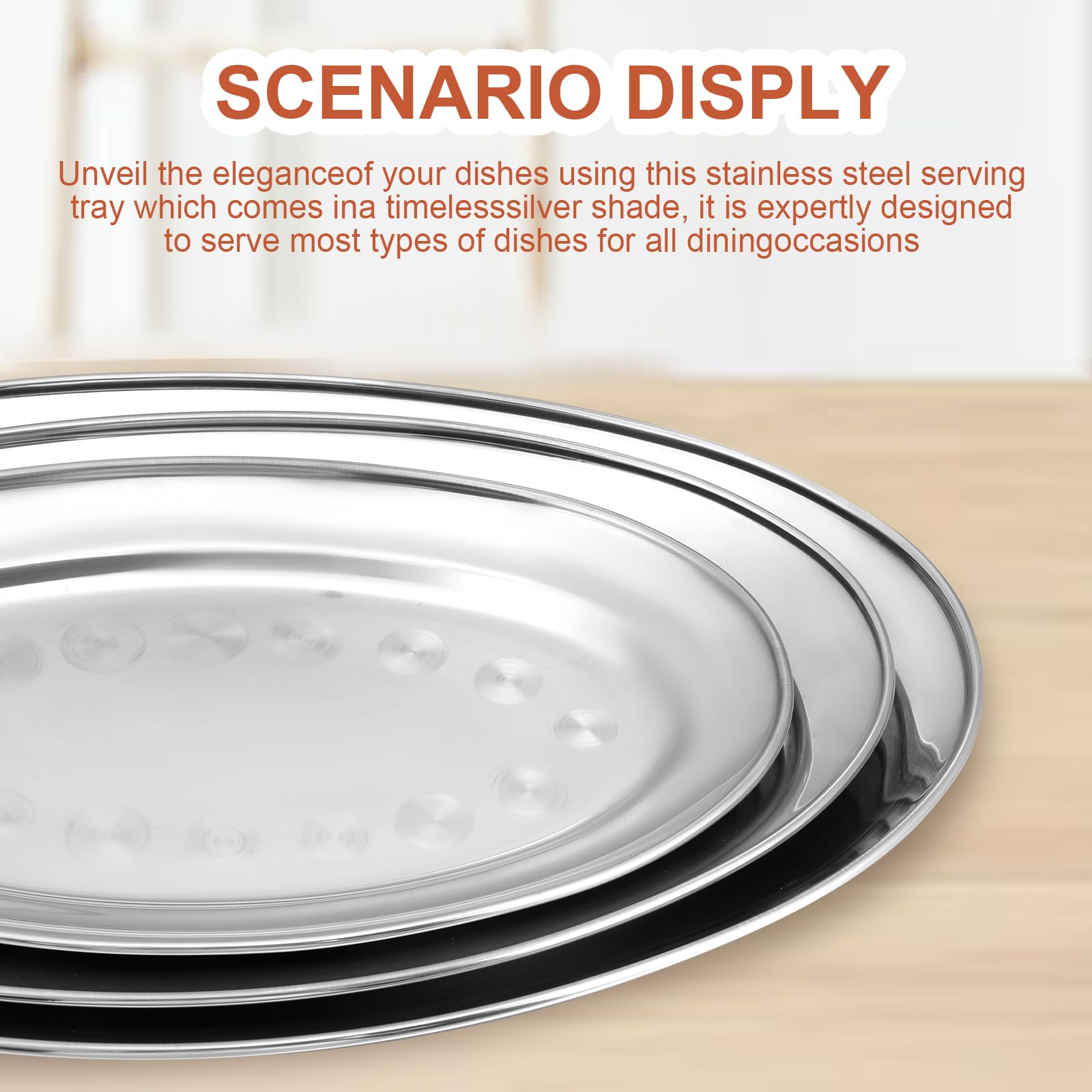 MAQUITA Set di 3 vassoi da portata in acciaio inox, grandi e ovali, set da portata ovale in metallo resistente, grande piatto lucido a specchio, 30,5 cm, 35,6 cm, 40,6 cm