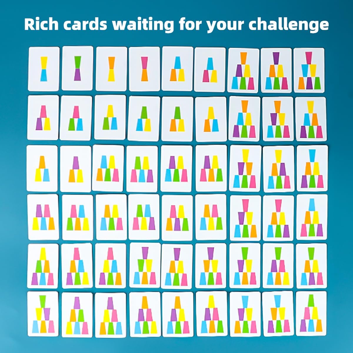 2 Set Interactive Color Stacking Cup Game Set - Mental Training & Competitive Family Activity with 12 Cups, 54 Challenge Cards & Buzzer (Family Edition C)
