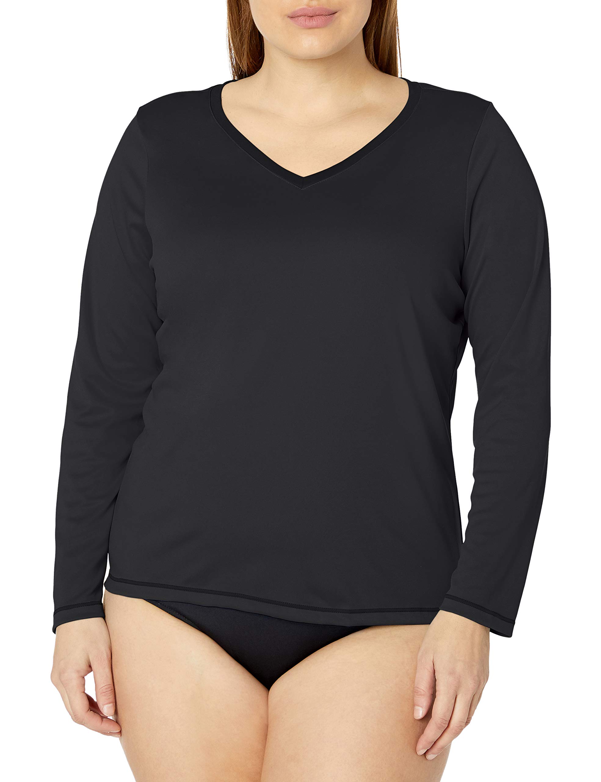 Kanu Surf Women's Plus Size Solid UPF 50 Long Sleeve Swim Shirt Rashguard