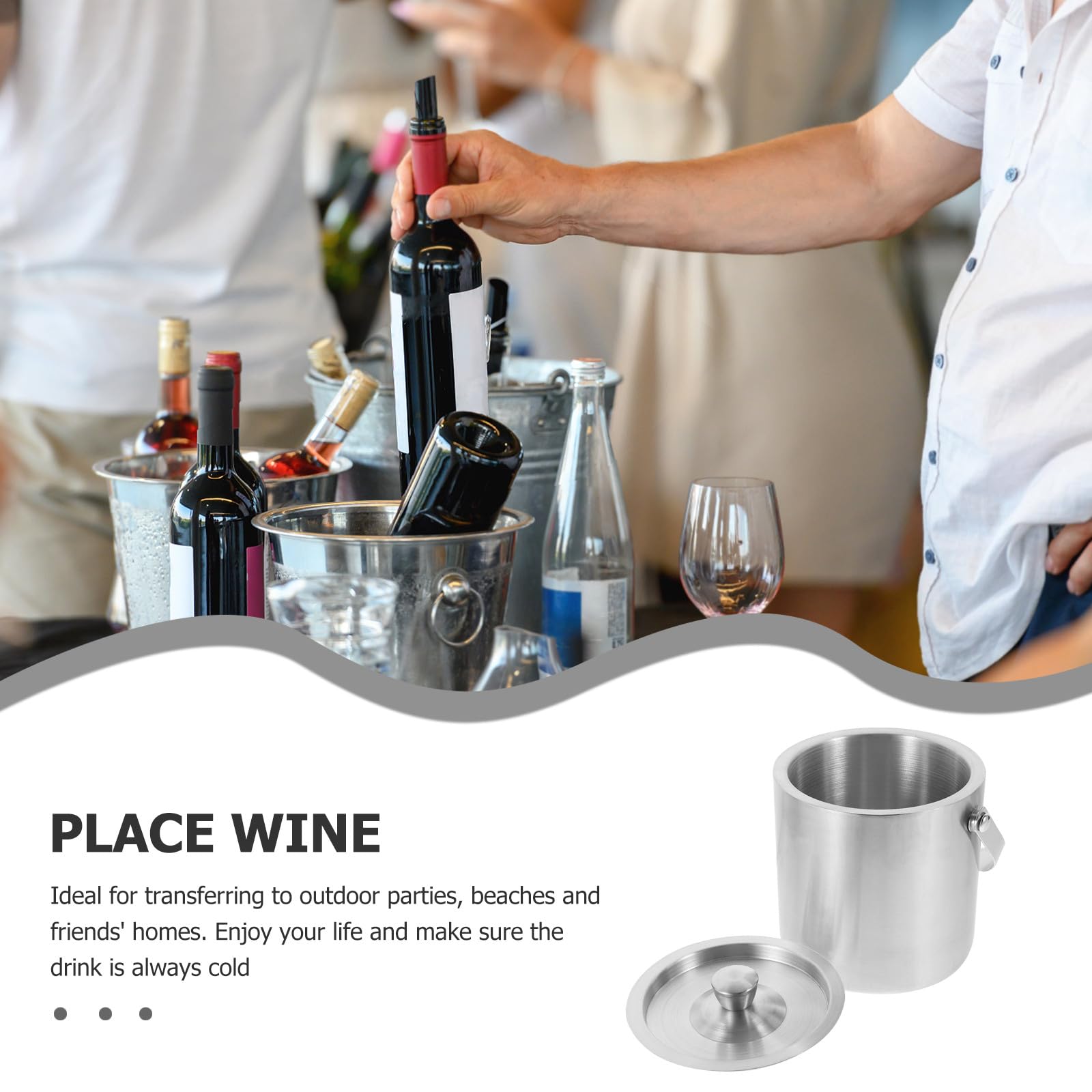 Seau à Glace de Bar Tonneau 1,6 L Acier Inoxydable Isolé