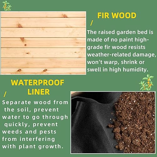 Miniatura 5 de Jardinera elevada de madera elevada con patas, 49 x 24 x 30 pulgadas, maceta de madera elevada para exteriores, kit de caja de cultivo