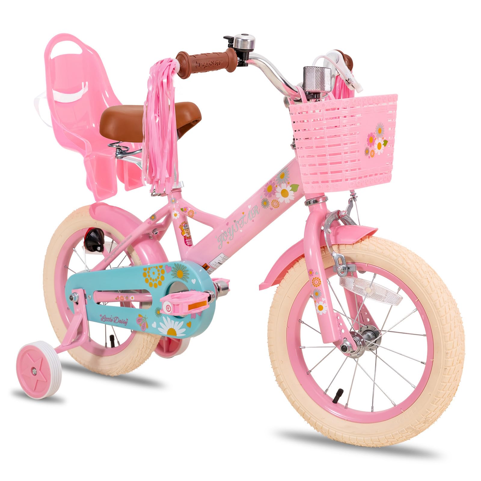 JOYSTAR Little Daisy Kids Bike for Girls Boys Ages 2-7 Years, 12 14 16 Inch Girls Bikes with Doll Bike Seat & Streamers, Boys Bike with Flag & Number Plate, Multiple Colors