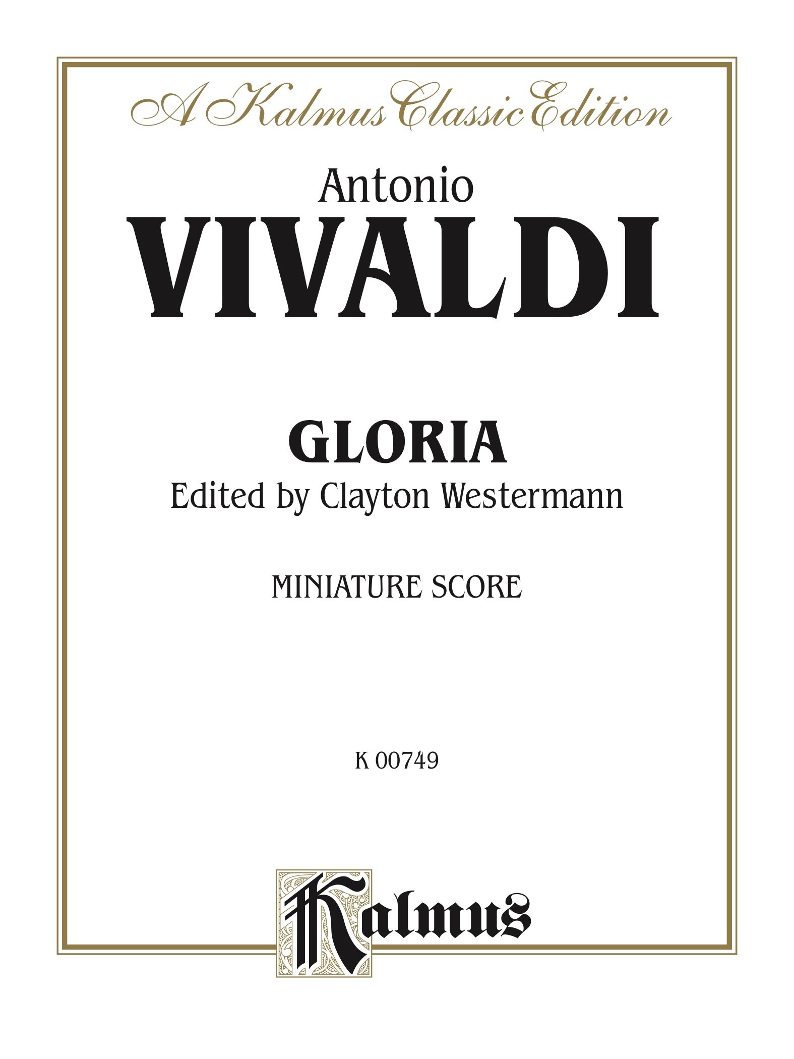 Gloria Miniature Score pour suivre les répétitions de chorale Kalmus