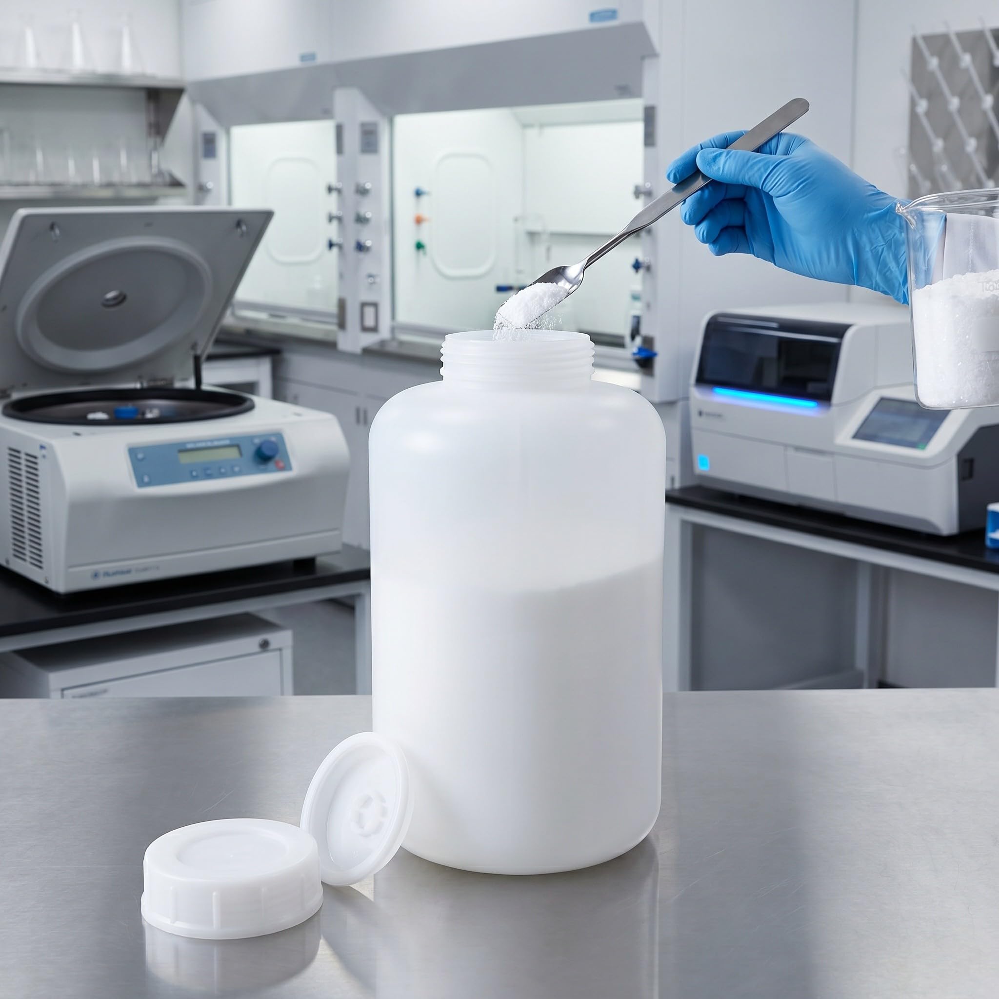 Lurrose Botella de reactivo extragrande de boca ancha de 10 L: Botella de plástico HDPE para laboratorio, tapa a prueba de fugas, recipiente para líquidos en química, almacenamiento de muestras de