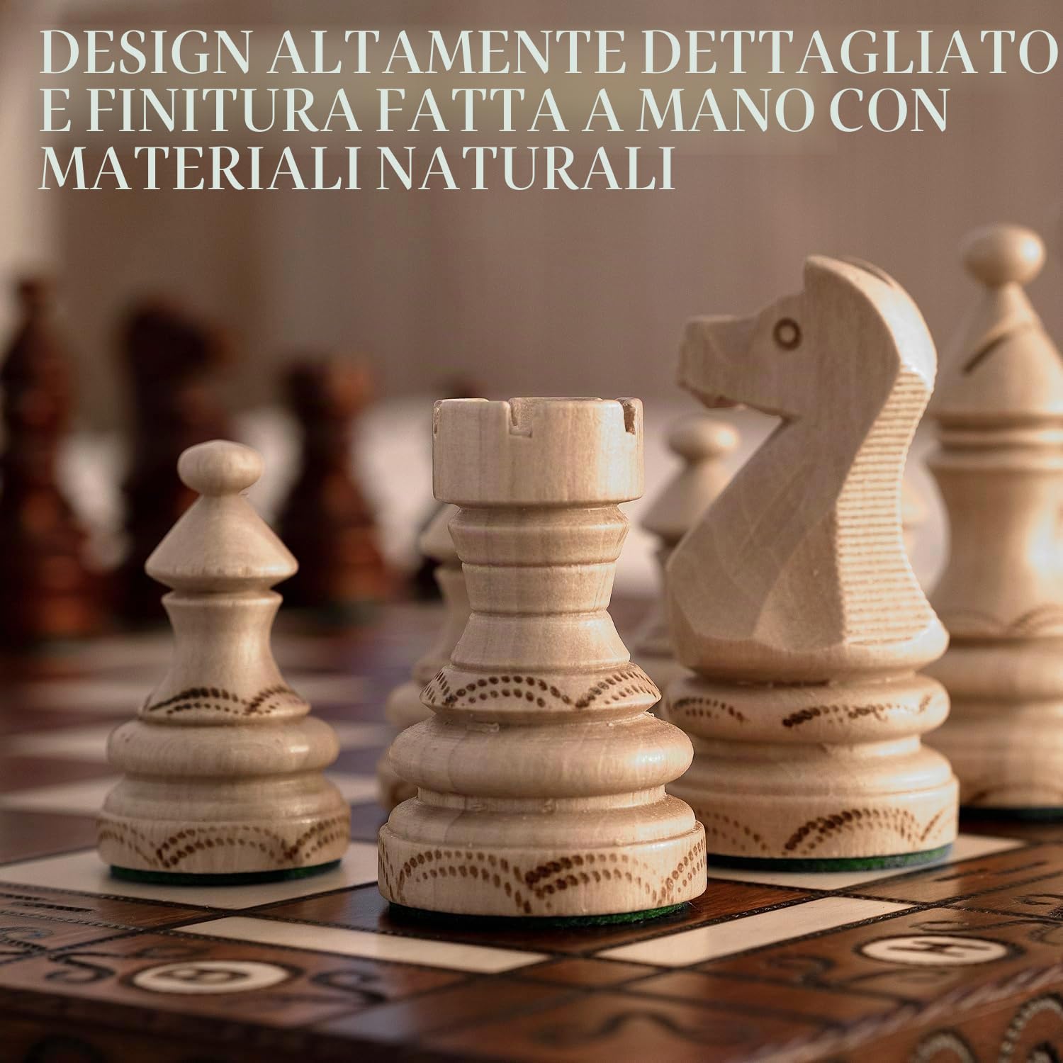 Imperator - Set di scacchi in legno di lusso da 21 pollici, per adulti e bambini, realizzato a mano in legno di faggio e betulla di alta qualità