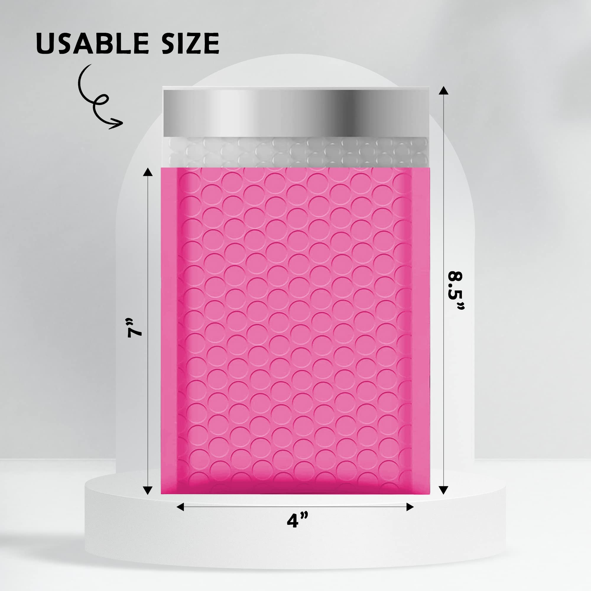 Yens Poly-Luftpolster-Versandtaschen, Farben und Größen, bester Preis (PM#000 (4 x 8), 50 Stück, Hot Pink)
