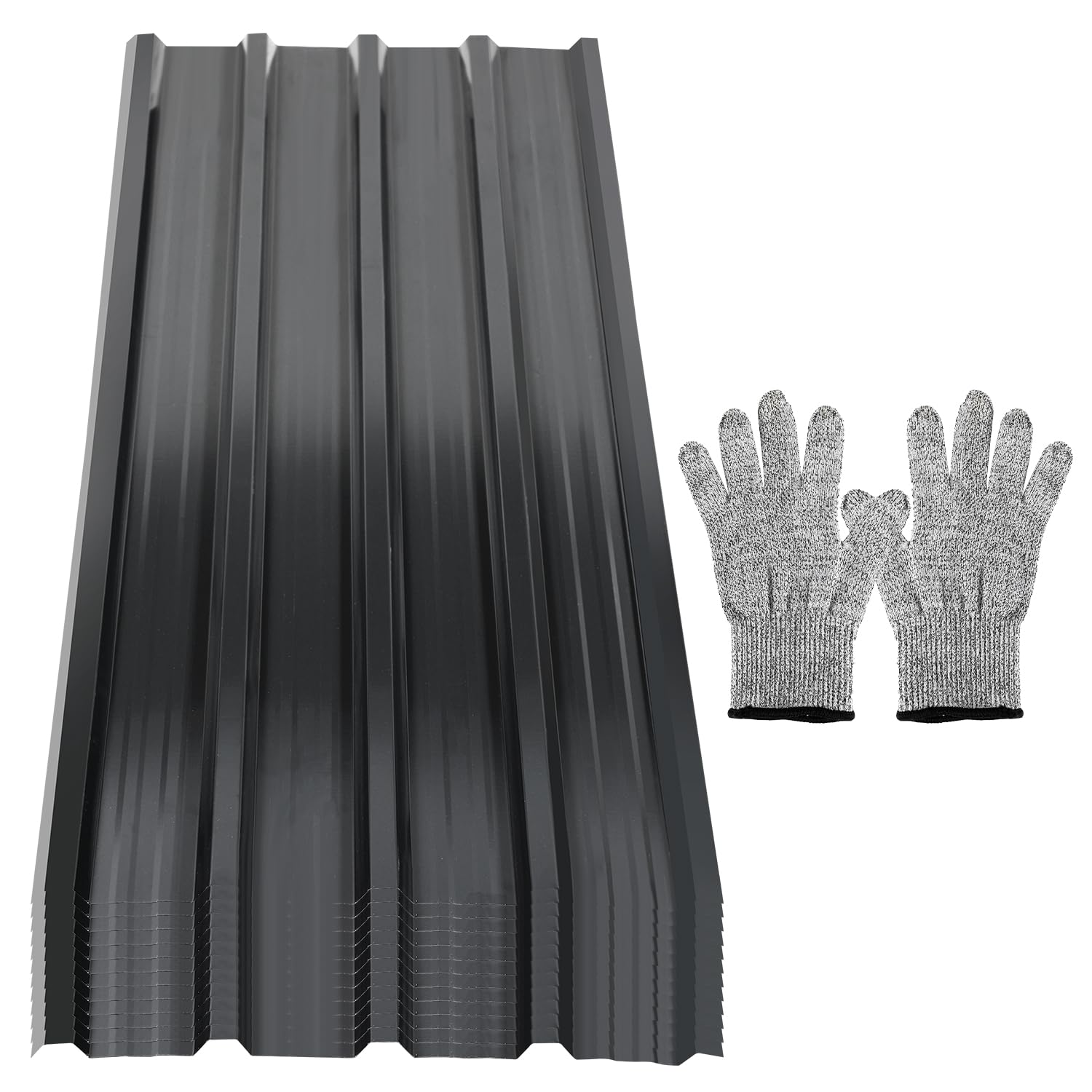 Chapa trapezoidal para techo, 12 unidades, 129 x 46 cm, 7 m², galvanizada, 0,25 mm, resistente a la corrosión, con guantes, chapa ondulada para garaje, color antracita
