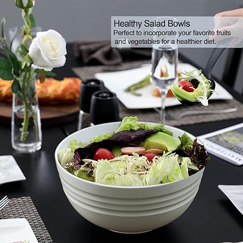 Miniatura 4 de Homestockplus Juego de 6 cuencos de ensalada de 68 onzas, cuencos grandes irrompibles para ensalada, sopa, ramen, fideos, avena, aperitivos, aptos