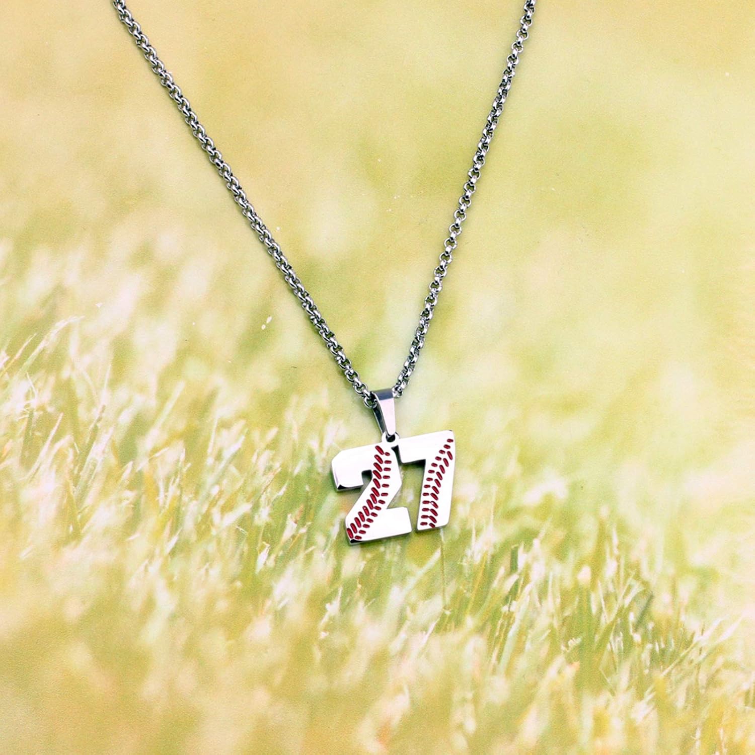 10 Necklace Baseball Number Necklace Stainless Steel Jersey